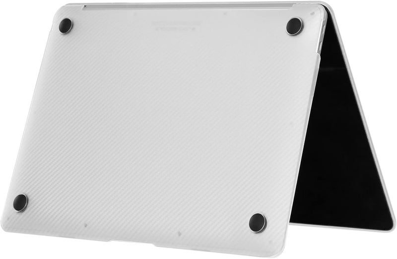 سيفن لاين متوافق مع حافظة MacBook New Air 13 بوصة 2023 2022 2021 2020 2019 2018 غطاء صلب لـ Air 13" مع Touch ID A2237/A1932/A2179 وغطاء لوحة مفاتيح (تخطيط المملكة المتحدة)، شفاف ألياف كربون - Image 3