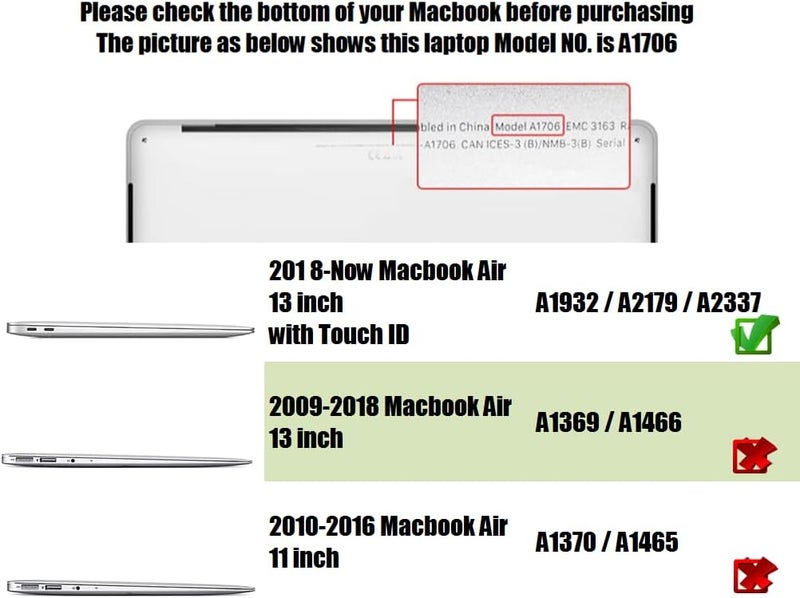 سيفن لاين متوافق مع حافظة MacBook New Air 13 بوصة 2023 2022 2021 2020 2019 2018 غطاء صلب لـ Air 13" مع Touch ID A2237/A1932/A2179 وغطاء لوحة مفاتيح (تخطيط المملكة المتحدة)، شفاف ألياف كربون - Image 2