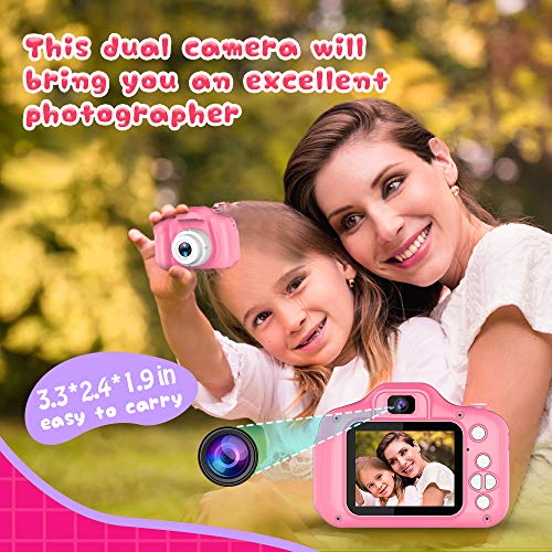 Seckton Upgrade Kids Selfie Camera, Christmas Birthday Gifts for Girls Age 3-9, HD Digital Video Cameras for Toddler, Portable Toy for 3 4 5 6 7 8 Year Old Girl with 32GB SD Card-Pink - Image 3