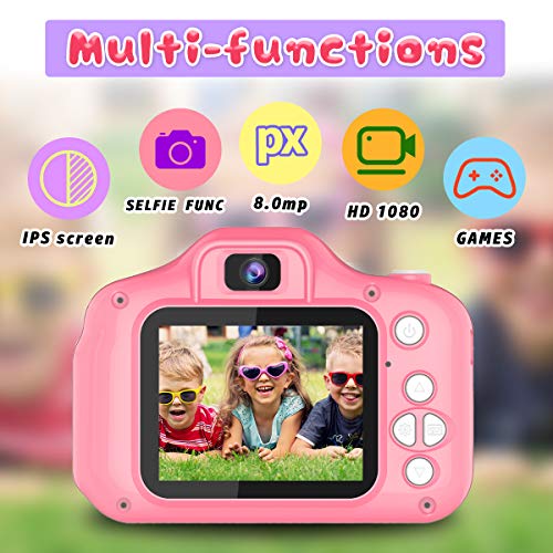 Seckton Upgrade Kids Selfie Camera, Christmas Birthday Gifts for Girls Age 3-9, HD Digital Video Cameras for Toddler, Portable Toy for 3 4 5 6 7 8 Year Old Girl with 32GB SD Card-Pink - Image 2