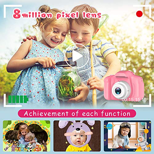 Seckton Upgrade Kids Selfie Camera, Christmas Birthday Gifts for Girls Age 3-9, HD Digital Video Cameras for Toddler, Portable Toy for 3 4 5 6 7 8 Year Old Girl with 32GB SD Card-Pink - Image 5