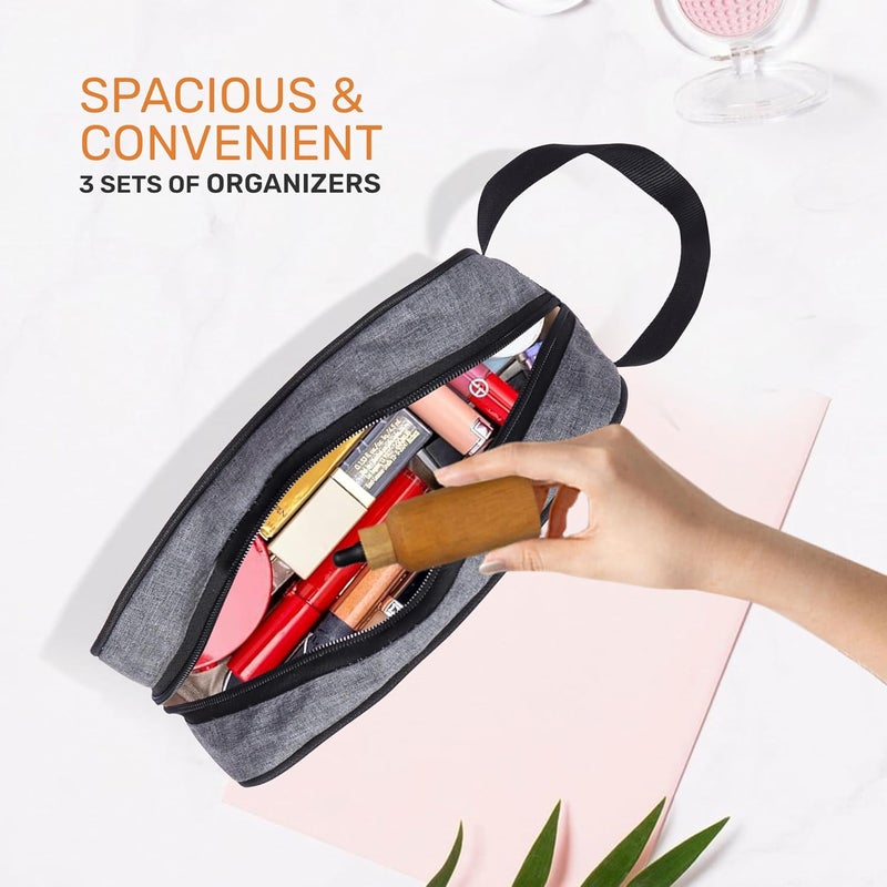 Cranique Set of 3 Multipurpose Transparent Toiletry Bag for Women  Men Travel Storage Bag Travel Pouch for Makeup Cosmetic Travel Organizer for Toiletries QTSP1_3Q Grey - Image 5