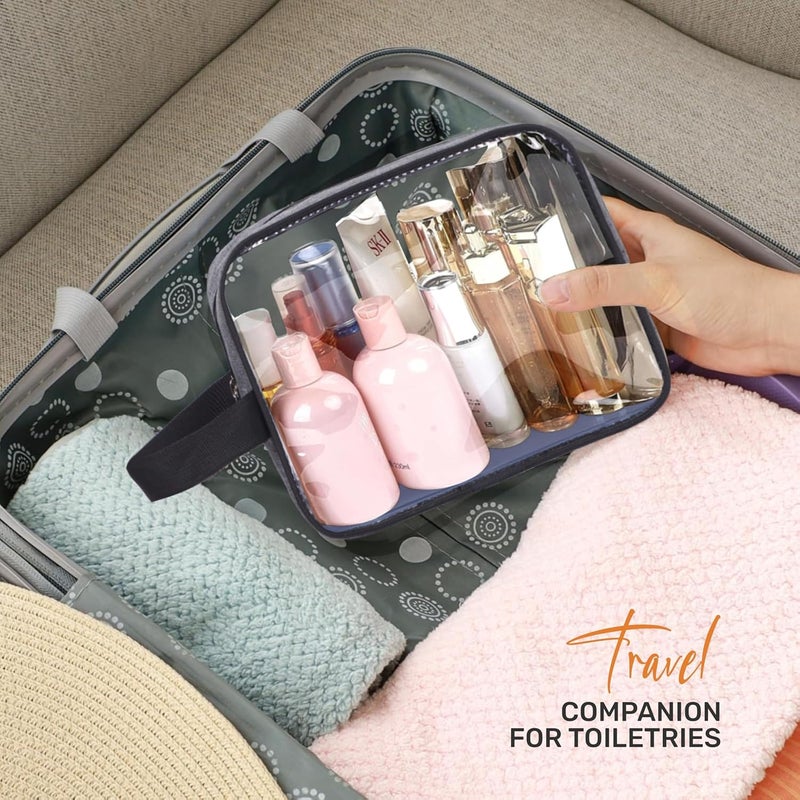 Cranique Set of 3 Multipurpose Transparent Toiletry Bag for Women  Men Travel Storage Bag Travel Pouch for Makeup Cosmetic Travel Organizer for Toiletries QTSP1_3Q Grey - Image 4