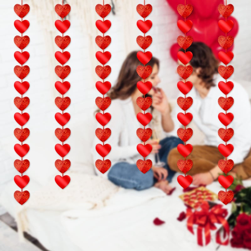 Peclek 72 Pcs Red Hearts Banner Garland - NO DIY Required - Valentines Day Red Heart PVC Hanging String Garland for Valentine's Day Decorations Wedding Anniversary Birthday Party Supplies - Image 5