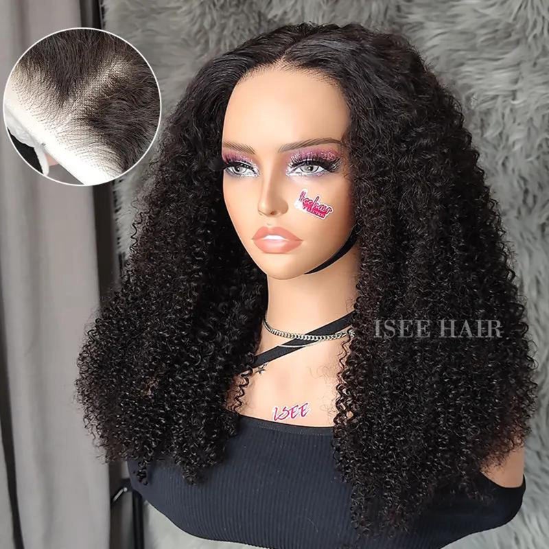 ISEE Wear and Go Glueless Wig Afro Kinky Curly Lace Front Wigs Human Hair 7x5 HD Lace Afro Curly Wigs for Women Lace Pre Cut Glueless Wigs Human Hair Pre Plucked 18 Inch - Image 4