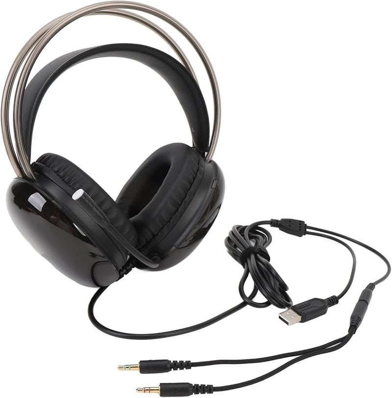 Drfeify X25 PC Gaming Headset with Microphone RGB Rainbow Light Adjustable Headband Wired Over Ear for PC Switch Laptop Black - Image 3