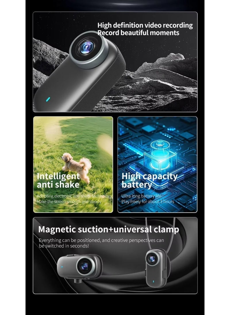 كاميرا تصوير الحركة المقاومة للماء بدقة 4K | تثبيت الصورة | مصممة بالتعاون مع لايكا، مزودة بمستشعر 1/1.3 بوصة وتقنية الذكاء الاصطناعي لتقليل التشويش للحصول على جودة صورة لا مثيل لها، بدقة 4K بمعدل 120 إطارًا في الثانية، وشاشة قابلة للطي مقاس 2.4 بوصة، وميزات ذكاء اصطناعي متقدمة - أسود - Image 5