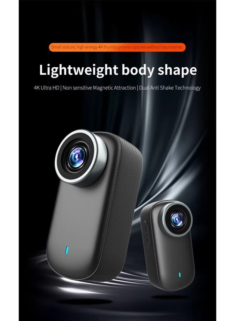 كاميرا تصوير الحركة المقاومة للماء بدقة 4K | تثبيت الصورة | مصممة بالتعاون مع لايكا، مزودة بمستشعر 1/1.3 بوصة وتقنية الذكاء الاصطناعي لتقليل التشويش للحصول على جودة صورة لا مثيل لها، بدقة 4K بمعدل 120 إطارًا في الثانية، وشاشة قابلة للطي مقاس 2.4 بوصة، وميزات ذكاء اصطناعي متقدمة - أسود - Image 2