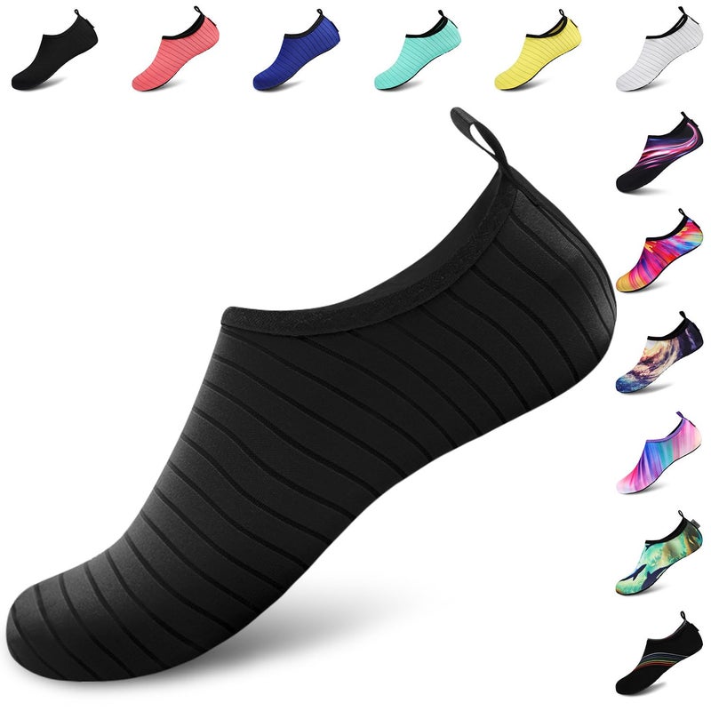 VIFUUR Water Sports Shoes Barefoot Quick-Dry Aqua Yoga Socks Slip-on for Men Women A Black 40-41 - Image 1