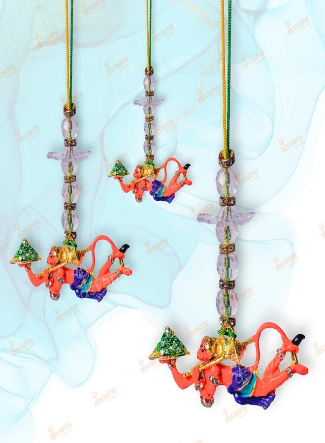 DEVAMA THE DIVINE Brass Lord Hanuman Car Dangler Yantra | Protective Car Hanging Yantra for Safety, Strength & Spiritual Energy | Hanuman Ji Hanging Idol Car/Wall and Door Hanging, Multicolour - Image 5