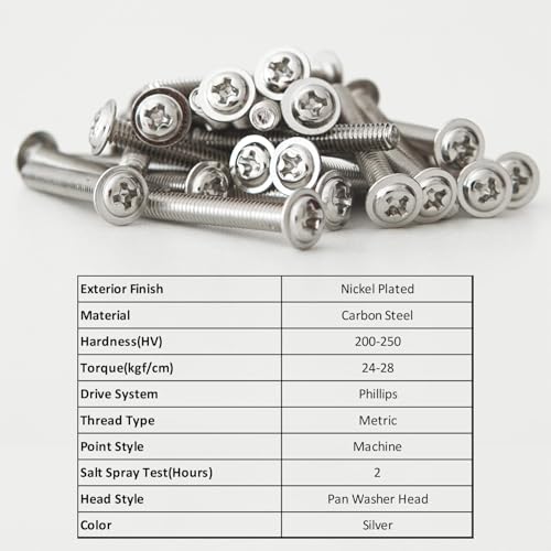 WELLOCKS Cabinet Pulls Knobs Screws M4 25-50mm 100 PCS Assortment Machine Screws Pan Washer Head Metal Phillips Screws Kit for Cabinet Drawer Cupboard Closet Handles Install(D150) - Image 4