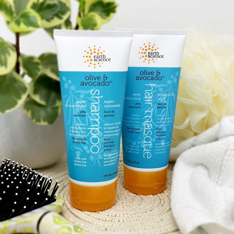 EARTH SCIENCE - Olive & Avocado Deep Conditioning Shampoo & Deep Conditioning Hair Masque Set - Image 3