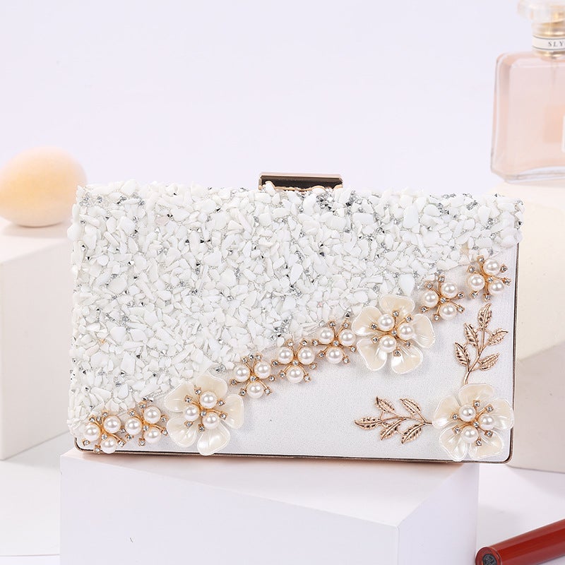 New Fashion Dinner Party Bag Flower Rhinestone Stitching Lady Bridal Sequins Party Bag - Image 4