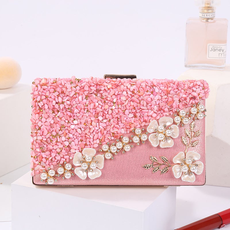 New Fashion Dinner Party Bag Flower Rhinestone Stitching Lady Bridal Sequins Party Bag - Image 3