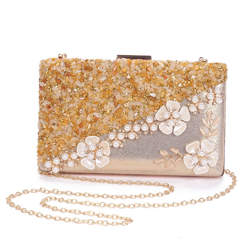 New Fashion Dinner Party Bag Flower Rhinestone Stitching Lady Bridal Sequins Party Bag - Image 1