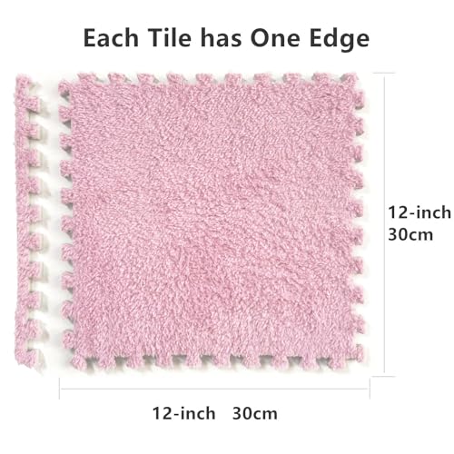 HUIDUO 16 Pcs Carpet Foam Floor Tiles Kids Play Mat Plush Interlocking Carpet Tiles Anti-Slip Soft Protect Baby Foam Mats Replaceable Washable Puzzle Floor Mats for Playroom, Bedroom, Home Decor, 49" x 49" - Image 2