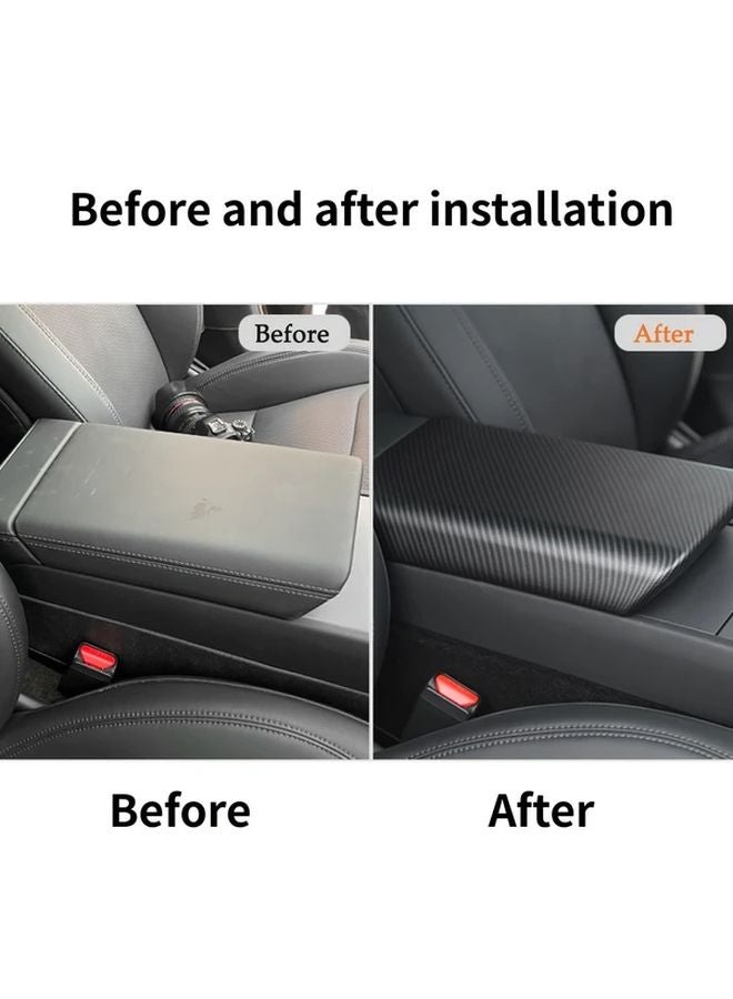 Matt Carbon Center Console Armrest Cover for Tesla Model Y Juniper Model 3 Highland - Image 2