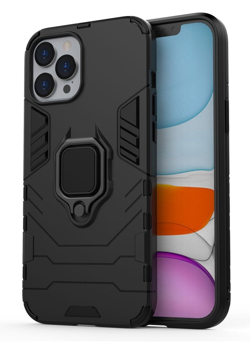 Generic Protective Phone Casev Cover for iPhone 12 pro Max with Ring Stand Black  - Image 1