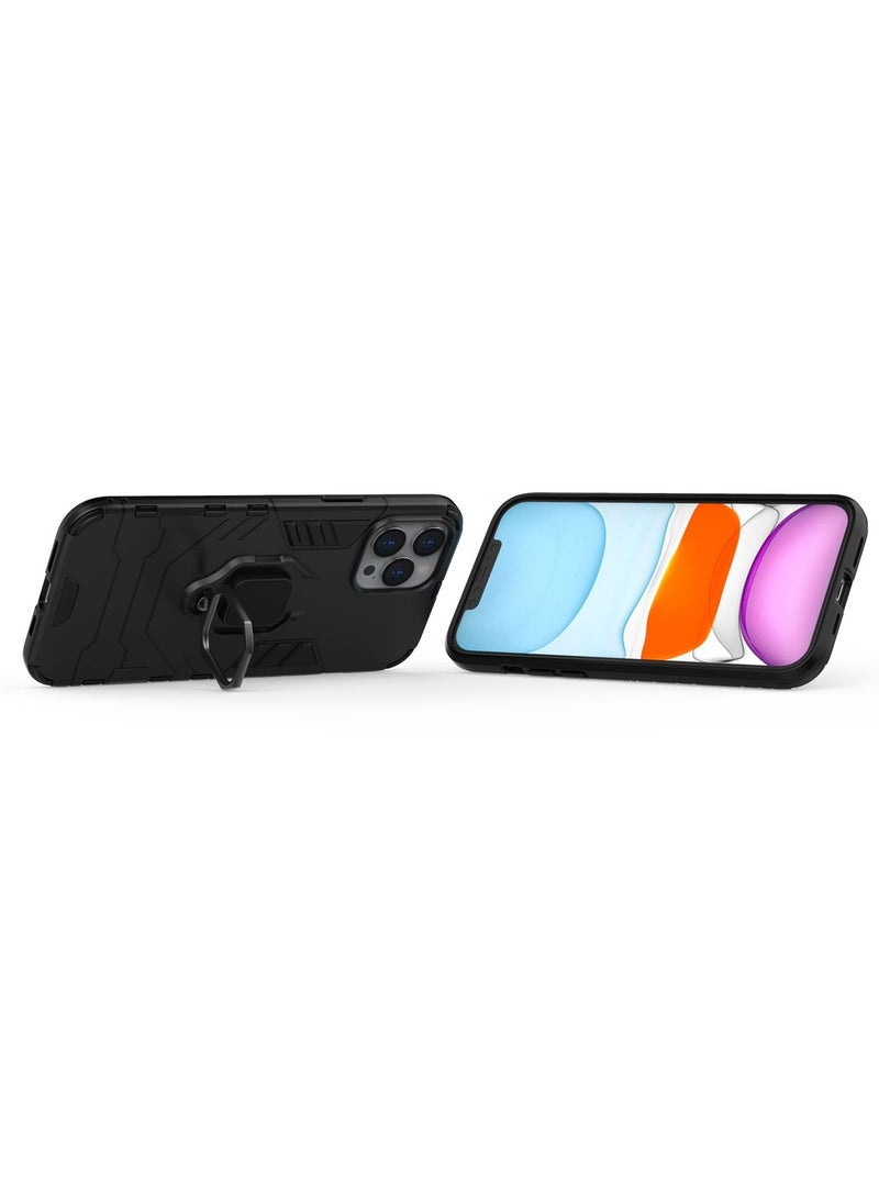 Generic Protective Phone Casev Cover for iPhone 12 pro Max with Ring Stand Black  - Image 4