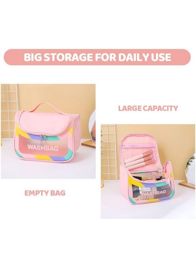 Flywind Hanging Toiletry Bag, Clear Toiletry Carry Pouch, Waterproof Toiletry Travel Bag for Men and Women, Cosmetic Makeup Bag, Toiletry Wash Storage Bag for Travel Cosmetic Bathroom (Pink) - Image 5
