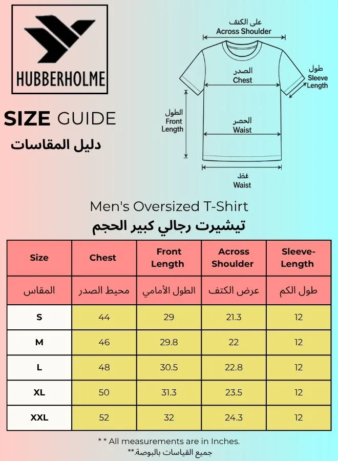Hubberholme  Men's Black 100% Cotton Printed Oversized T-Shirt for Men | Best Price UAE