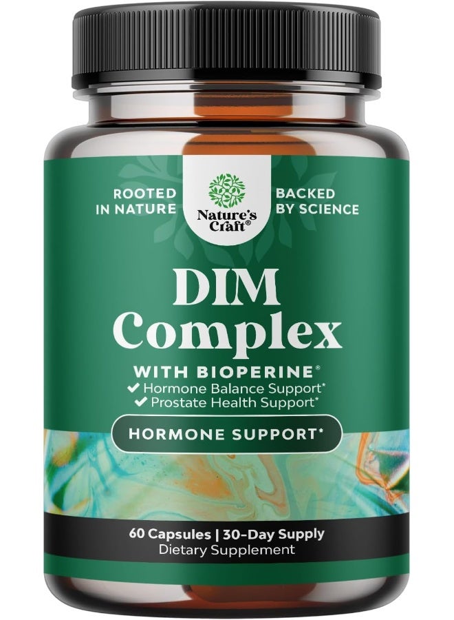 Natures Craft DIM Supplement with BioPerine and Broccoli Extract - Natural Diindolylmethane Womens Health Support and Skin Care for Women and Men Non-GMO DIM Complex 300 mg 60 Vegetarian Capsules - Image 1