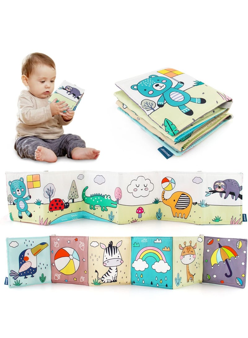 KASTWAVE Baby Toys Soft Folding Cloth Book, Colorful Patterns, High Contrast Sensory Activity Cloth Book, Not Easy to Tear, Touch and Feel Visually Stimulates Brain Development of Babies 012 Months - Image 1