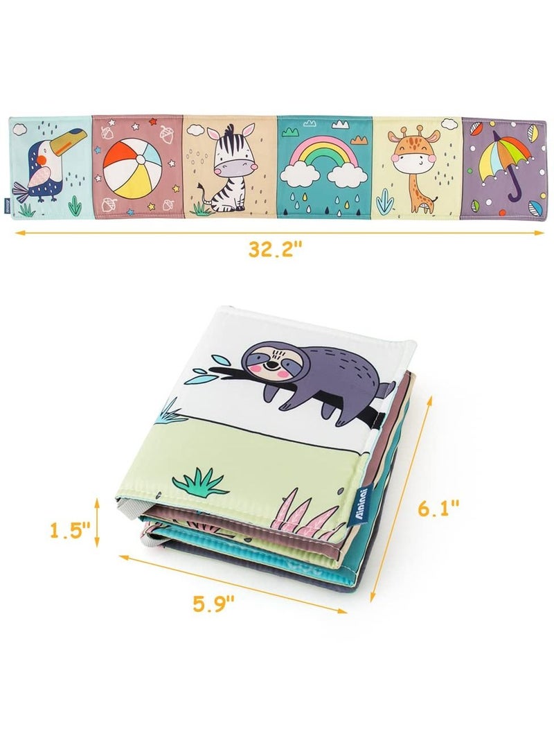 KASTWAVE Baby Toys Soft Folding Cloth Book, Colorful Patterns, High Contrast Sensory Activity Cloth Book, Not Easy to Tear, Touch and Feel Visually Stimulates Brain Development of Babies 012 Months - Image 5