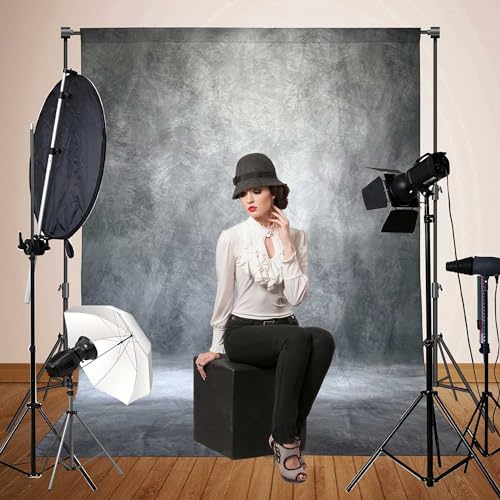 Haboke Abstract Professional Photography Backdrop for Portrait Photo Props Booth Background Photoshoot Studio with Polyester Fabric Roller Pocket on Top (6x8ft,Grey,No Stand) - Image 4