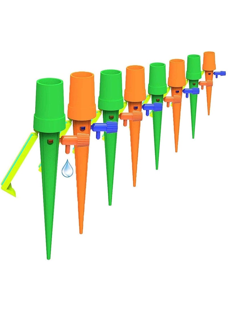 12 Pack Plant Self Watering Spikes with Valve and Anti-Tilt Bracket, Adjustable Slow Release Drip Irrigation Devices for Indoor Outdoor Plants, Fits 0.8–1.2 Inch Bottles - Image 1