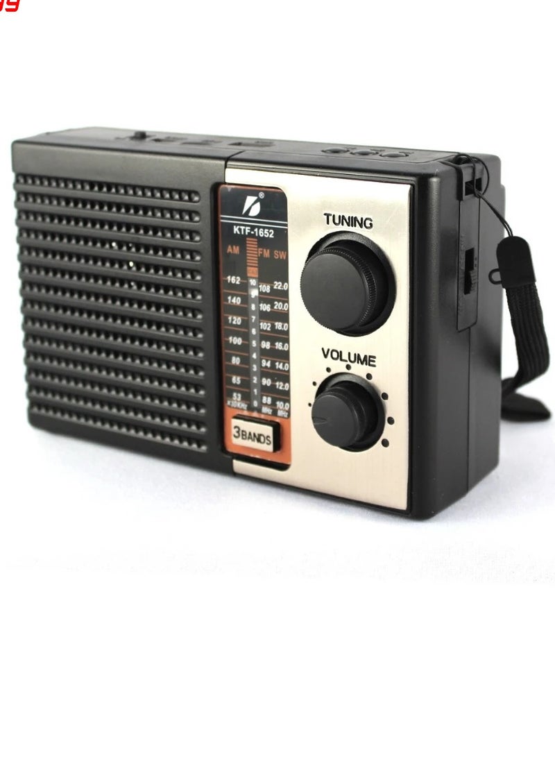 ELTRAZONE مكبر صوت KTF-1652 الأصلي يعمل بالطاقة الشمسية وراديو AM/FM ثلاثي الموجات مزود ببلوتوث وفتحة USB/TF ومصباح يدوي - Image 1