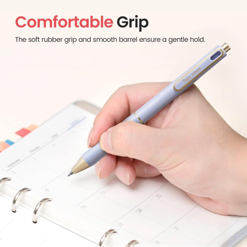 Taja Gel Pens, 6 Pcs Quick Dry Black Gel Ink Pens, 0.5mm Fine Point Smooth Writing Pens for Journaling and Note Taking, Cute Aesthetic Pens for Women & Men-Pastel - Image 5