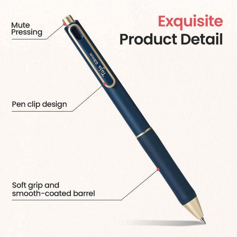 Taja Gel Pens, 6 Pcs Quick Dry Black Gel Ink Pens, 0.5mm Fine Point Smooth Writing Pens for Journaling and Note Taking, Cute Aesthetic Pens for Women & Men-Pastel - Image 2