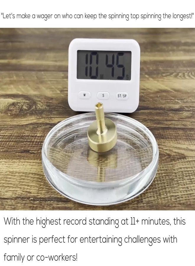 DjuiinoStar Premium Brass Spinning Top: 5-11 Minutes, Lengthened Stem, Easy to Twirl, CNC Machined, Great Time Killer, EDC Fidget Toy DST-805 - Image 4