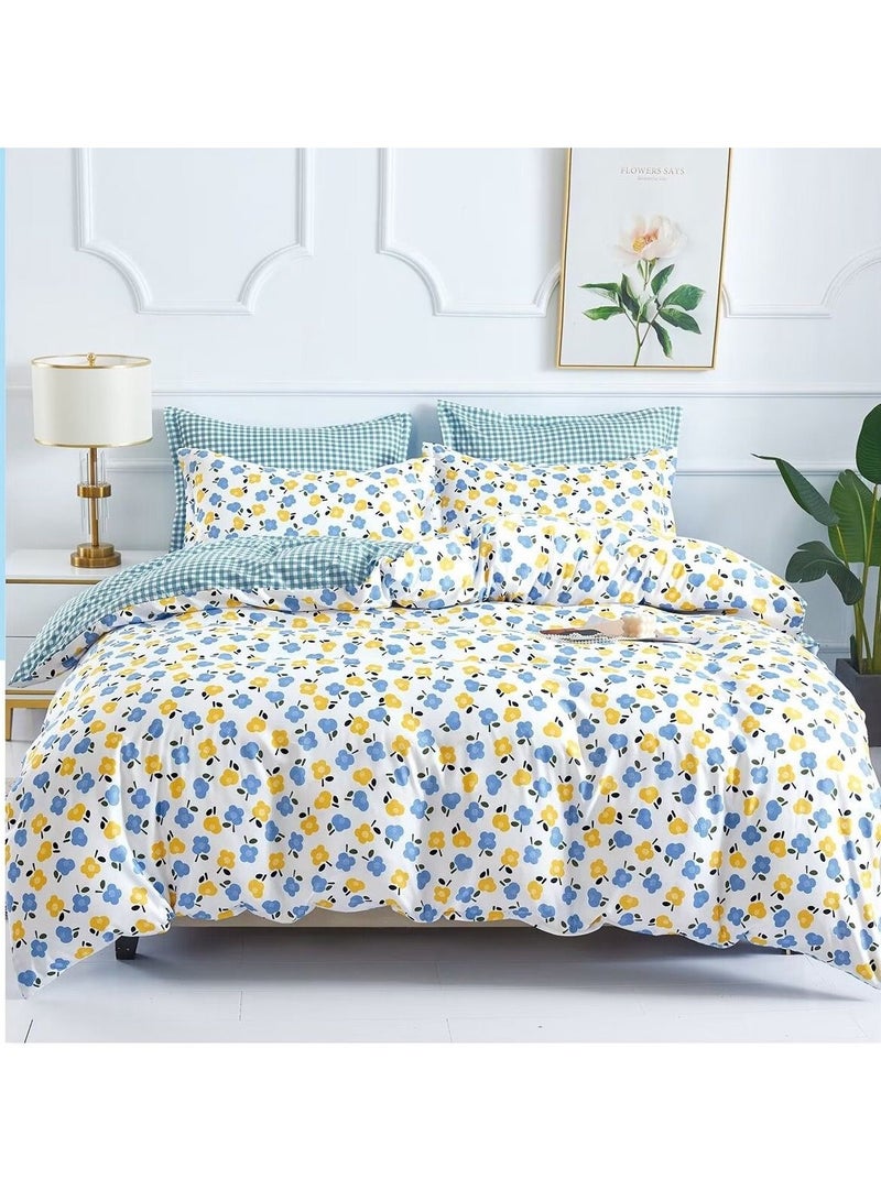 AL RAID King Size Bed Sheet Set – 6 PCS Bedding Set Includes Duvet Cover with Zipper Closure 220x240 cm, Fitted Sheet 200x200+25 cm and 4 Pillow Cases 50x75 cm – Easy Care Bed Sheet Set