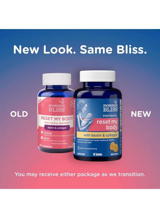 Mommy's Bliss Postnatal Support Reset My Body Gummies with Biotin & Collagen, Supports Postpartum Energy, Healing & Joint Health + Hair, Skin & Nails Health, Gluten Free, 60 Gummies (30 Servings) - Image 2