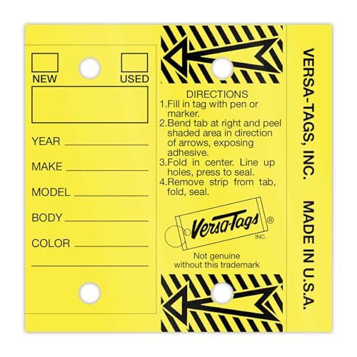 Versa-Tags Self Laminating Self Protecting Versa Tags Key Tags with Rings (250 per Box) (Yellow) - Image 1
