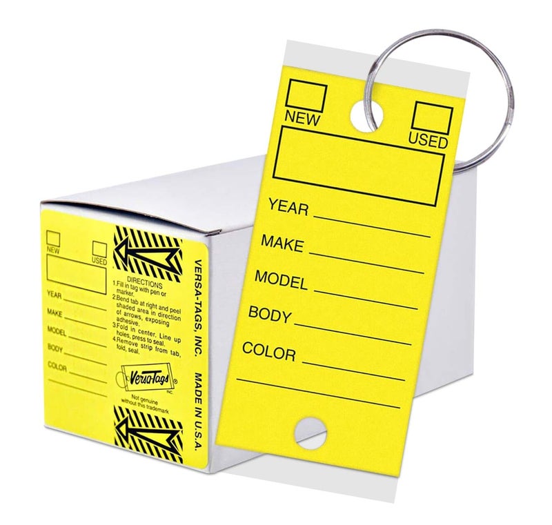 Versa-Tags Self Laminating Self Protecting Versa Tags Key Tags with Rings (250 per Box) (Yellow) - Image 2
