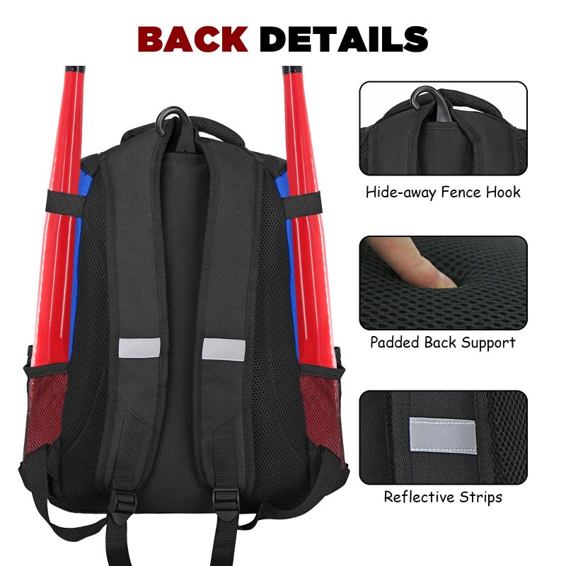 Goloni Baseball Bag,Backpack for Baseball, T-Ball & Softball Equipment & Gear,Softball Bag with Shoe Compartment,Fence Hook - Image 5