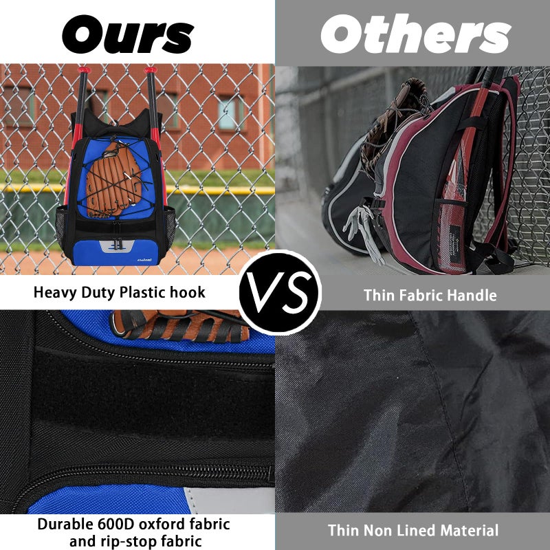 Goloni Baseball Bag,Backpack for Baseball, T-Ball & Softball Equipment & Gear,Softball Bag with Shoe Compartment,Fence Hook - Image 4