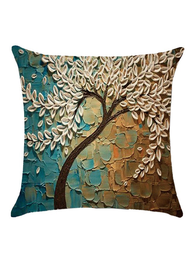 NIBEMINENT Decorative Tree Printed Pillow White/Brown/Blue
