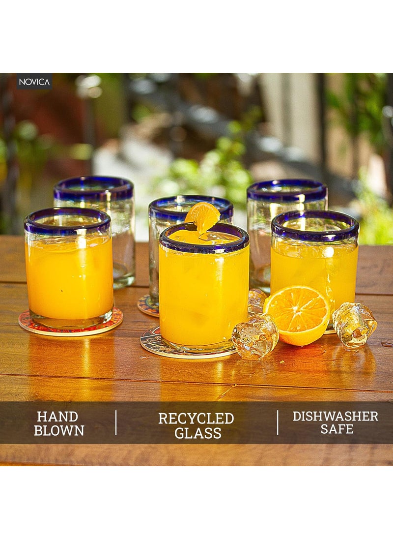 NOVICA NOVICA Tumbler Glass One Size Pack of 6 zBlue  - Image 3