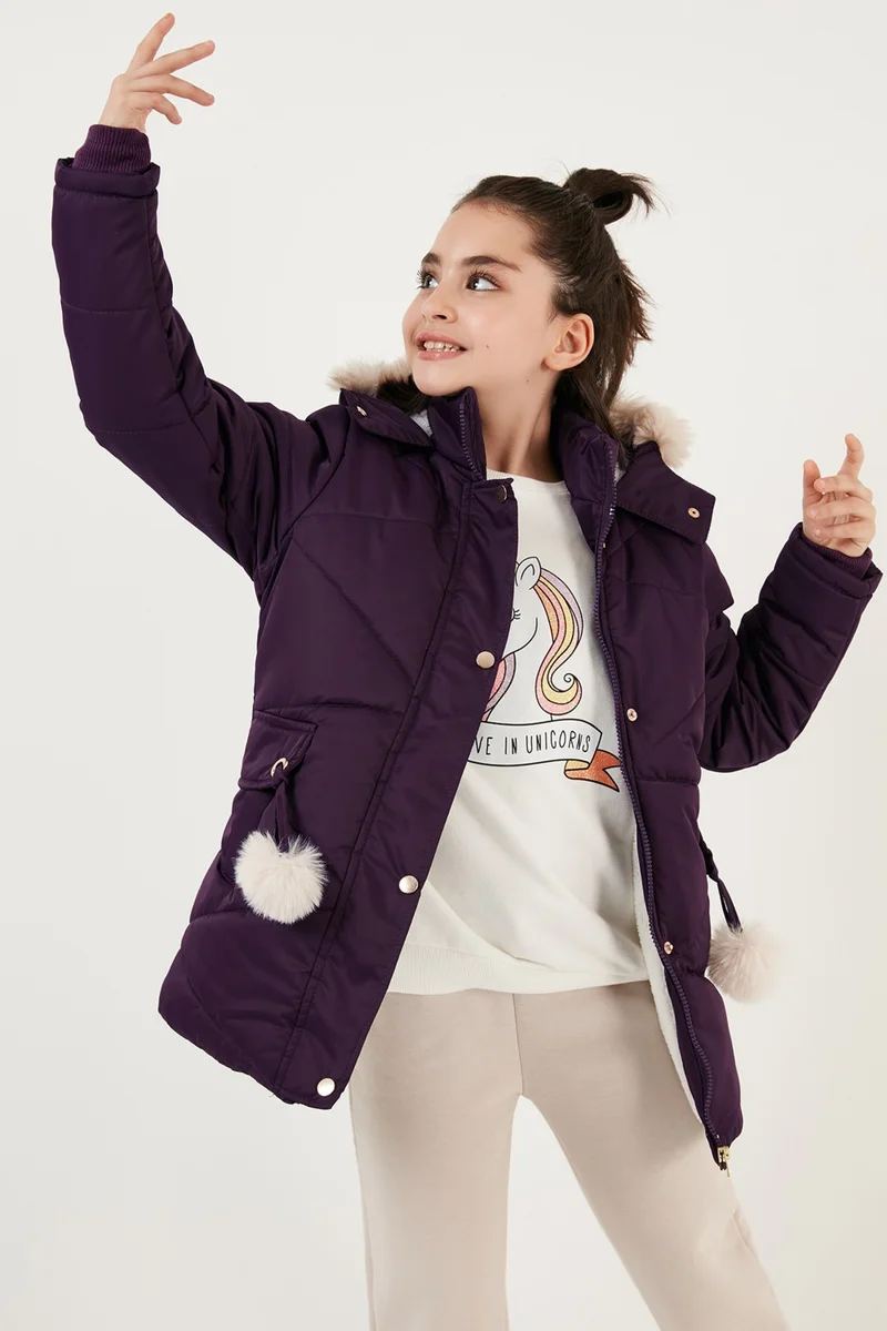 ليلا Plush Lined Hooded Puffer Coat Girls' COAT 6035034