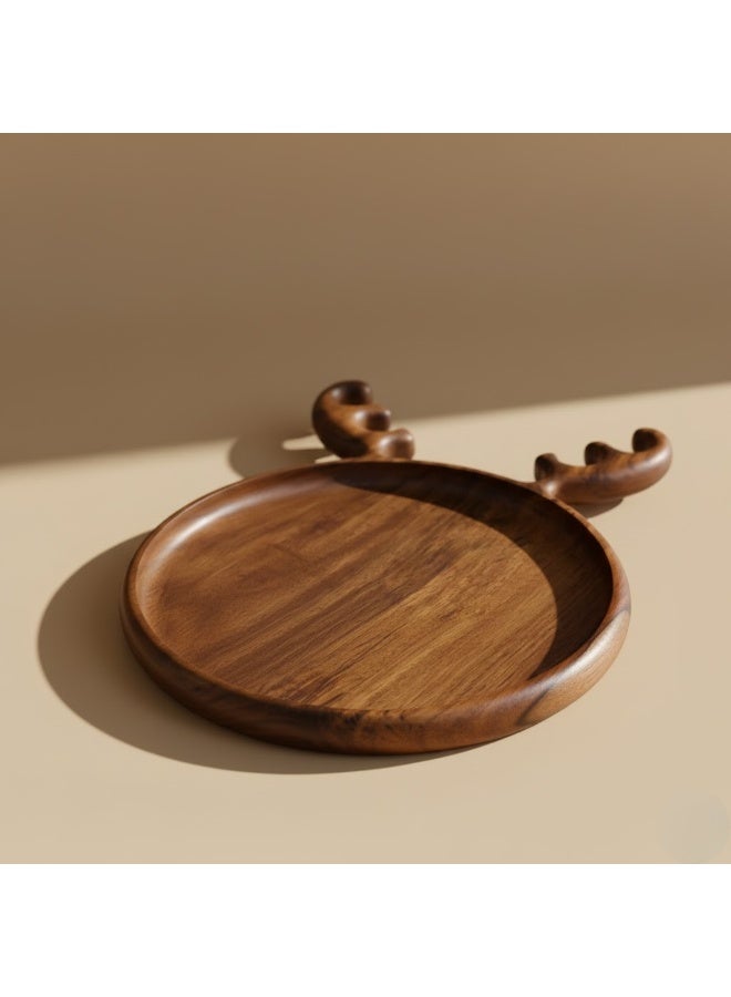 CASA HOME Premium Round Wooden Serving Tray with Decorative Handles – Elegant Multipurpose Tray for Coffee, Desserts & Home Décor - Image 2