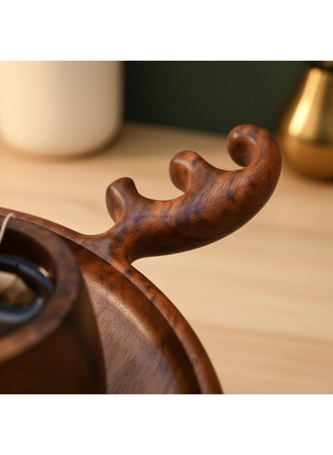 CASA HOME Premium Round Wooden Serving Tray with Decorative Handles – Elegant Multipurpose Tray for Coffee, Desserts & Home Décor - Image 4