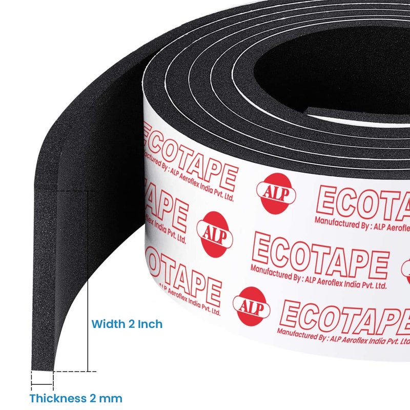 ALP Nitrile Self Adhesive Insulation Foam Tape, ECOTAPE, Class O For Matel Heat, Air Conditioning, industrial Freezers, Refrigerators (2"(W) X 3 mm(T) X 9.1 Meter(L)) - Black, Pack of 1 - Image 2