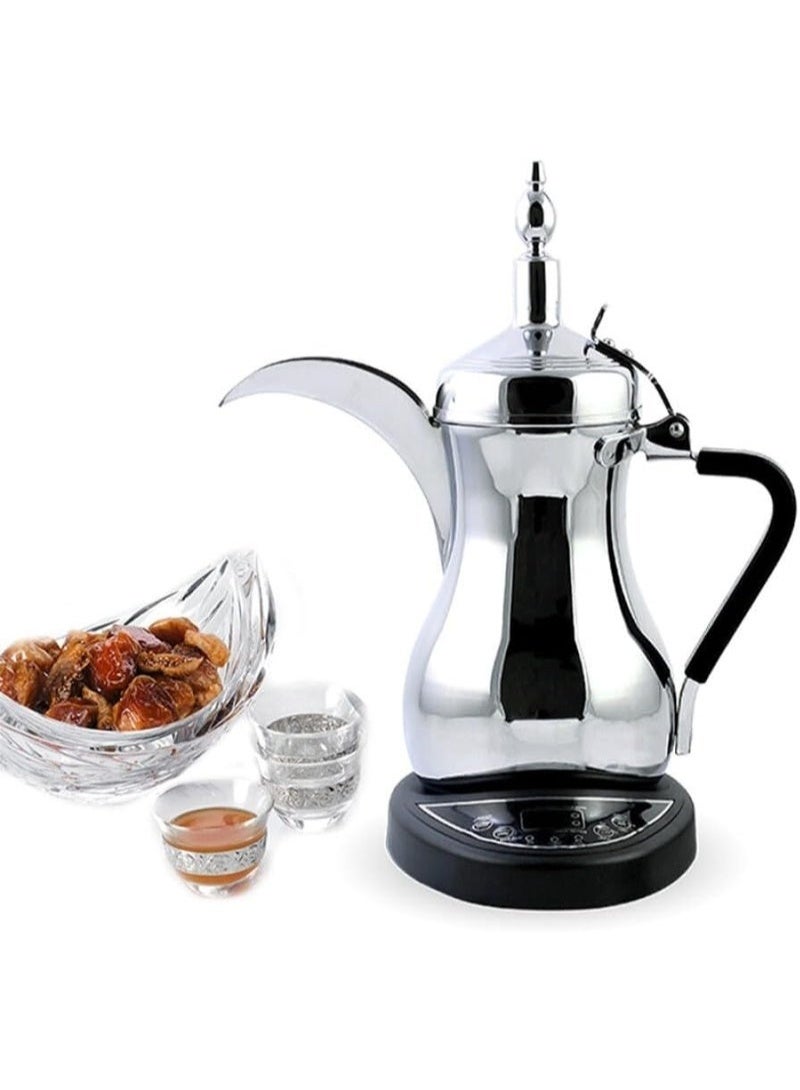 Denx Electric Coffee Dallah & Tea Kettle Set, 1L Dallah & 1.2L Kettle, Stainless Steel Arabic Coffee & Tea Maker with Dual Heating Base, Digital Control, Fast Heating & Easy Operation - Image 1