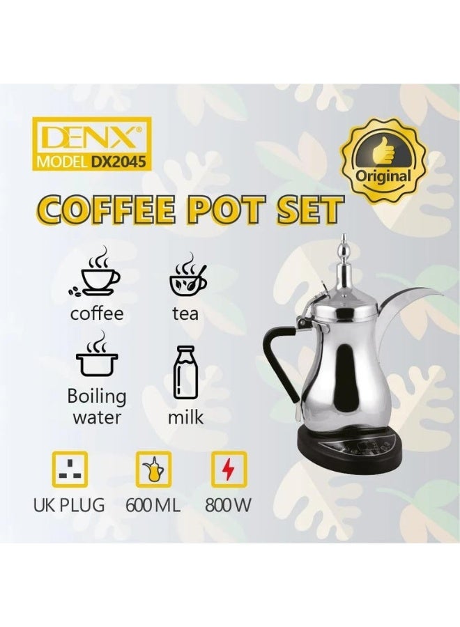 Denx Electric Coffee Dallah & Tea Kettle Set, 1L Dallah & 1.2L Kettle, Stainless Steel Arabic Coffee & Tea Maker with Dual Heating Base, Digital Control, Fast Heating & Easy Operation - Image 2