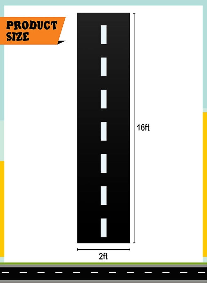 Remagr 16 ft X 2 ft Black Racetrack Floor Runner Racer Party Decoration Platic Road Table Runner Floor Mat for Cars Theme Birthday Party - Image 2