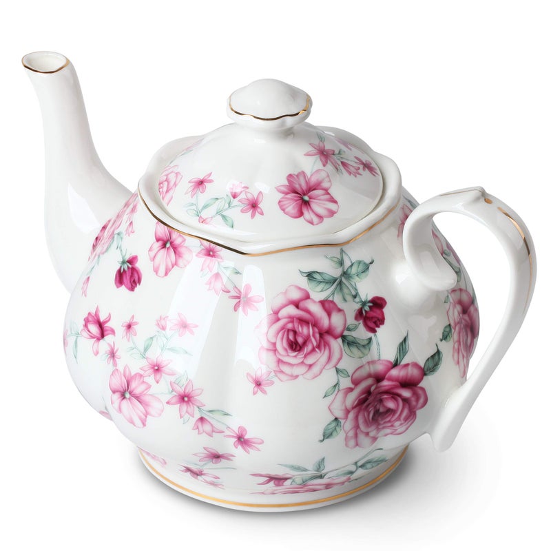 Brew To A Tea BTaT- Floral Tea Pot, Porcelain Teapot, 38 oz, Floral Teapot, Bone China Teapot for Tea Set, Ceramic Tea Kettle, Tea Pots for Tea Cup, Tea Pot Ceramic, Tea Pots for Loose Tea, Teapots for Tea Parties - Image 2